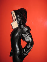 FAUX LEATHER HOODIE
