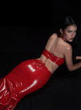 RED BOW LATEX DRESS