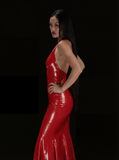RED BOW LATEX DRESS