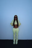 CROPPED YELLOW DOUBLE BLANK HOODIE