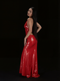 RED BOW LATEX DRESS