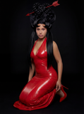 RED BOW LATEX DRESS