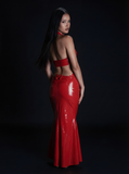 RED BOW LATEX DRESS