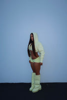 CROPPED YELLOW DOUBLE BLANK HOODIE