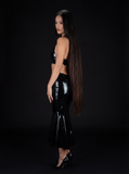 BLACK BOW LATEX DRESS