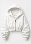 WHITE CROPPED HOODIE