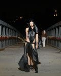 BLACK LEATHER SPARTA DRESS