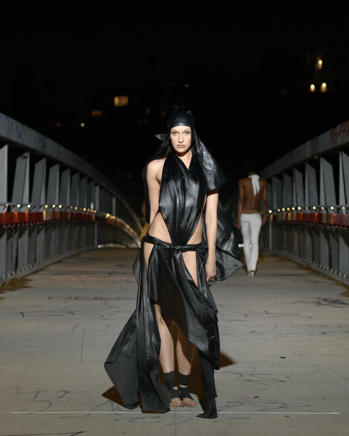 BLACK LEATHER SPARTA DRESS - SWEET TALK
