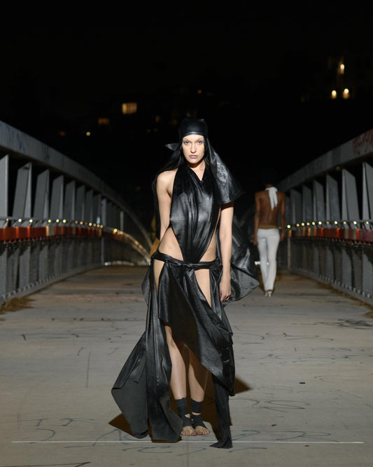 BLACK LEATHER SPARTA DRESS - SWEET TALK