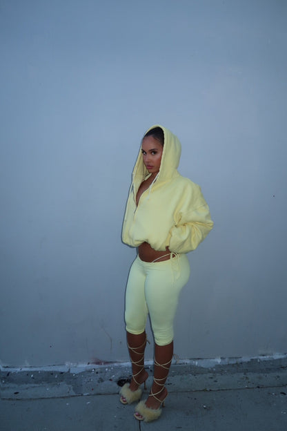 LEMON YELLOW DOUBLE BLANK HOODIE - SWEET TALK
